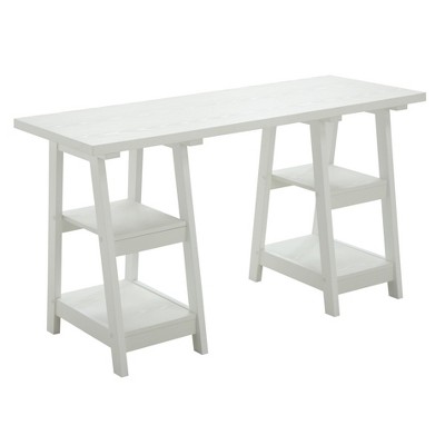 Designs2Go Double Trestle Desk with Shelves White - Breighton Home