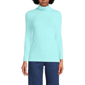 Lands' End Women's Lightweight Jersey Skimming Long Sleeve Turtleneck - 1 of 3