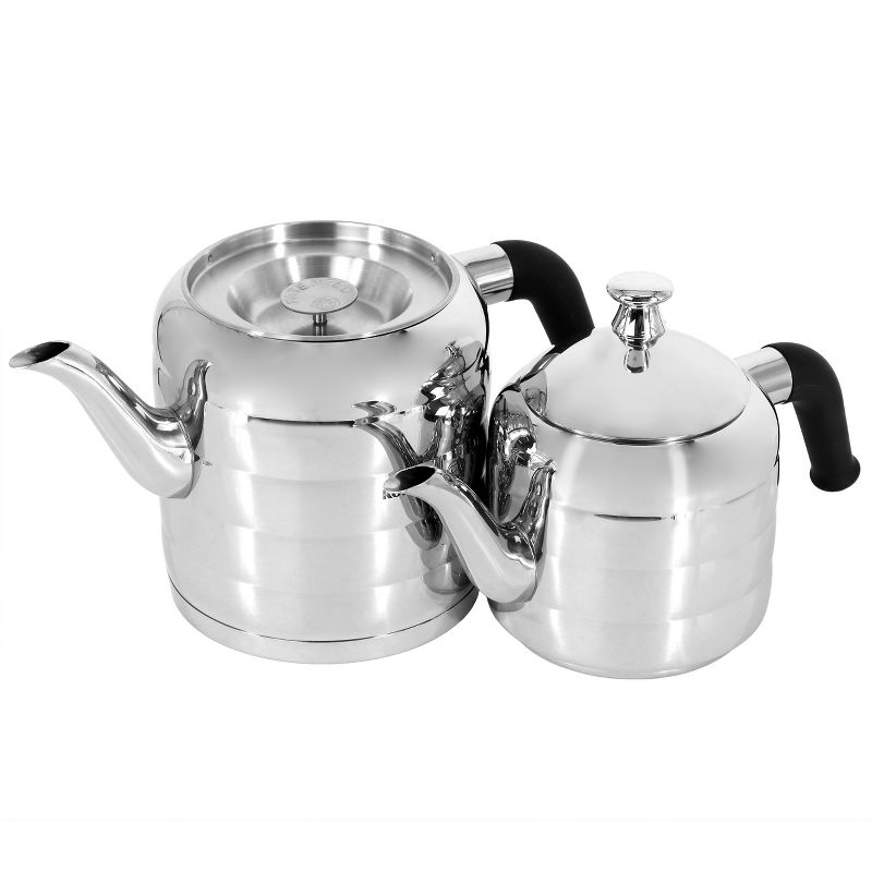 Korkmaz Mina Maxi Stainless Steel 1.1 Liter Tea Pot and 2.0 Liter Kettle Set, 2 of 6