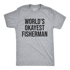 Mens Worlds Okayest Fisherman T Shirt Funny Fathers Day Fishing Tee - Crazy Dog Men's T Shirt - 1 of 4
