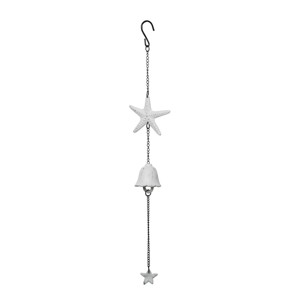 Beachcombers Coastal Themed White Starfish with Bell Accent Iron Wind Chime Hanging Decor, 17.52 in. - 1 of 4