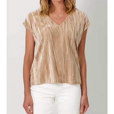 Women's Velvet Cupro V-Neck Top - mystree