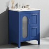 24" Bathroom Vanity with Ceramic Sink, Moru Glass Cabinet, Two Drawers, Adjustable Shelf, Solid Wood & MDF Construction for Small Bathrooms - 2 of 4