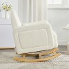 Kumasinova Modern Plush Teddy Accent Rocking Chair with Rubberwood Frame,Ultimate Comfort,Cream White Rocking Armchair for Living Room,300lbs Max - 2 of 4