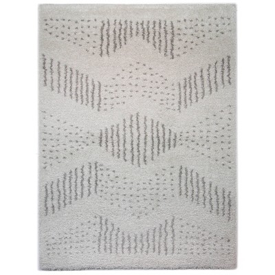Kalpana Kids' White and Silver Shag Rug 8' x 10'
