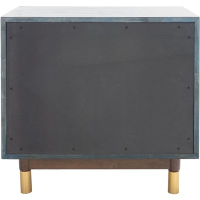 Justice Walnut & Black 2 Drawer Nightstand with Brass Accents