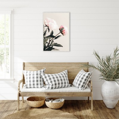 Beaded White Framed Peony Canvas Wall Art Print 23 x 33-in