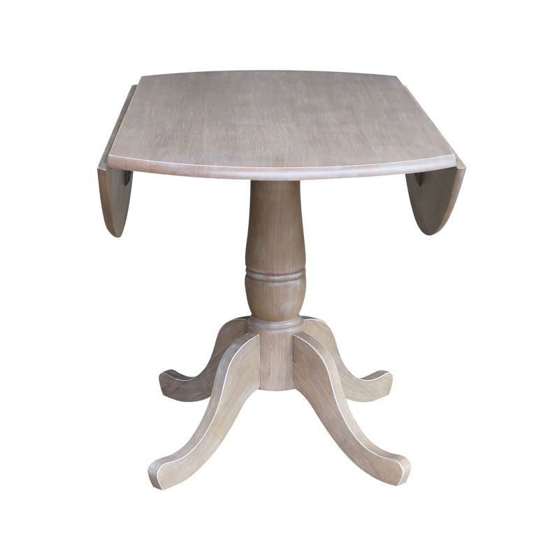 Nathaniel Round Dual Drop Leaf Pedestal Table Gray Taupe - International Concepts, 5 of 11