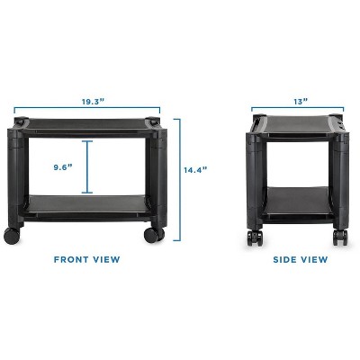 Black Adjustable Rolling Printer Stand with Storage Tray
