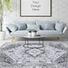 Vintage Washable Floral Printed Area Rug with Non-Slip Backing Farmhouse Oriental Distressed Low Pile Carpet - 2 of 4