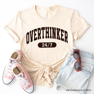Over Thinker 247 T-Shirt, Minimalist Collegiate White, Natural and Black Tee for Tired Women| OrnamentallyYou - 1 of 4