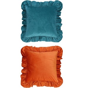 REGALWOVEN 2 Pcs Scalloped Trim Outdoor Throw Pillow Covers for Sofa Living Room Home Decor - 1 of 4