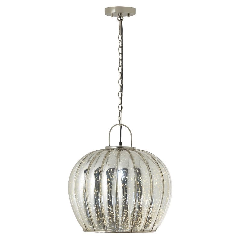River of Goods 16&#34; Layda Glam Nickel Finish and Silver Globe Shade Pendant Light, 1 of 11