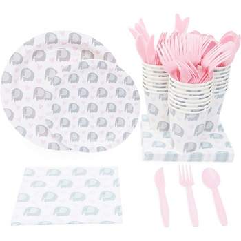 Sparkle and Bash Elephant Themed Party Supplies Pack for Baby Showers (Serves 24)