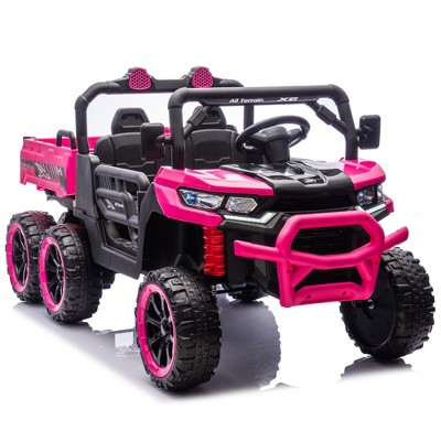 Lomsoe 24V Two-seater Kids Ride On Six-wheel Electric Dump Truck W/Parents Control,4WD,Six-wheel Suspension,High Endurance,Music,Bluetooth