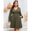 Clearlove Women's 2025 Plus Size Casual Dress V Neck Long Sleeve Dress Maxi Dresses with Pockets - 3 of 4
