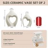 Angel Sar White Heart Shaped Ceramic Vase, Set of 2 Nordic Minimalist Vases for Home Decor, Wedding Centerpiece, Table Decorations - 3 of 4