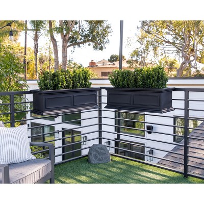 Estate-Inspired Brixton Black Railing Planter, 36" Recycled Plastic