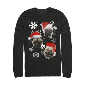 Men's Lost Gods Ugly Christmas Pug Long Sleeve Shirt - 1 of 3