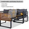 4-Pieces Outdoor Iron L-Shaped Sectional Sofa Set with Coffee Table and Soft Cushion - 3 of 4