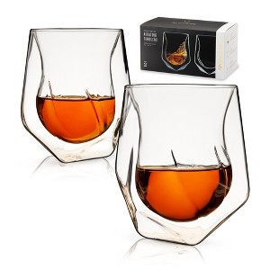 Viski Aerating Whiskey Tumbler, Whiskey Tasting Glass, Double Walled Snifter, Specialty Bourbon Tumbler, Clear Glass, Dishwasher Safe, 7 Oz, Set of 2 - 1 of 4