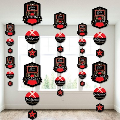 Big Dot of Happiness Red Carpet Hollywood - Movie Night Party DIY Dangler Backdrop - Hanging Vertical Decorations - 30 Pieces