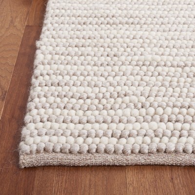 Handmade Ivory and Beige Wool Tufted Runner Rug