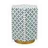 Kumasinova 15x13x18.5" Decorative Hexagonal Accent End Table,2-In-1 MDF Stool with Blue Capiz Design&Gold Pedestal Base for Living Room,Art Decor - 2 of 4