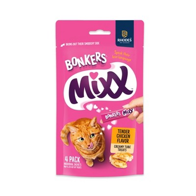 Bonkers Mixx Puree Chicken Flavor Cat Treats - 0.121lb/4ct