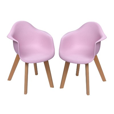 Set of 2 Kids' Chairs with Modern Plastic Seat and Beech Legs Set - Gift Mark