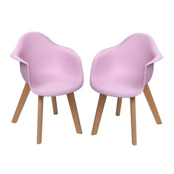 Set of 2 Kids' Chairs with Modern Plastic Seat and Beech Legs Pink - Gift Mark