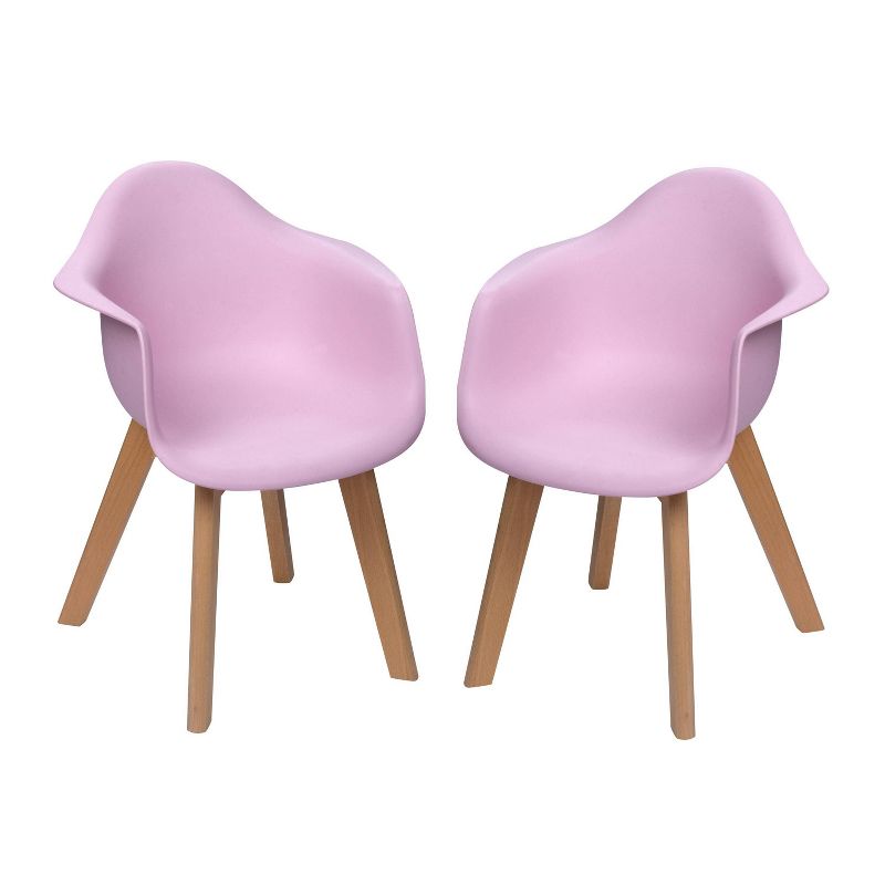 Set of 2 Kids&#39; Chairs with Modern Plastic Seat and Beech Legs Pink - Gift Mark, 1 of 4