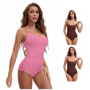 INSPIRE CHIC 3 Packs Women's Scoop Neck Sleeveless Seamless Bodysuit Tummy Control Briefs Body Shaper - 1 of 4