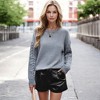 Amaryllis Women's Cable Knit Sleeve Crew Neck Sweater Long Sleeve Cozy Soft Knit Oversized Fit - 4 of 4