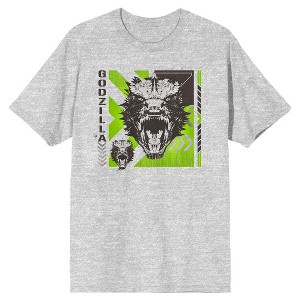 Godzilla x Kong: The New Empire Scary Godzilla Heads Crew Neck Short Sleeve Athletic Heather Men's T-shirt - 1 of 2