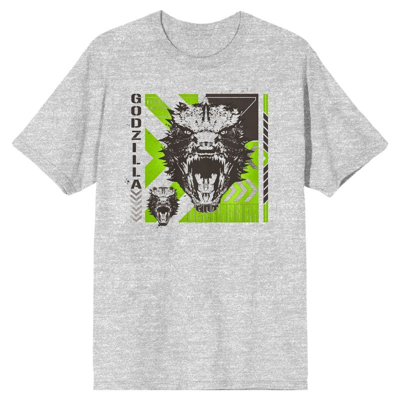 Godzilla x Kong: The New Empire Scary Godzilla Heads Crew Neck Short Sleeve Athletic Heather Men's T-shirt, 1 of 3