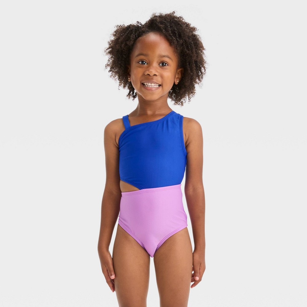 Photos - Swimwear Toddler Girls' Colorblock One Piece Swimsuit - Cat & Jack™ Blue/Purple 2T:
