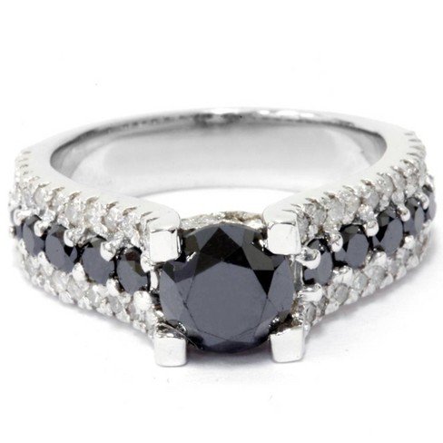 Pompeii3 2 3/4ct Black Diamond Engagement Ring 14k White Gold - Size 6. ...