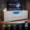 9 Drawer Dresser 63” Long TV Stand for Bedroom Entertainment Center with Power Outlet LED Light for 65"-75" TV White Dresser with Fabric - 3 of 4