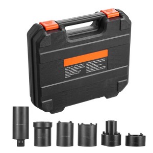 VEVOR Spindle Nut Socket Tool Kit, 1/2 inch Drive 6 Piece Axle Hub Nut Socket Set,for Toyota,Ford,4WD Vehicles and GM Vehicles,with Storage Case Black - 1 of 4