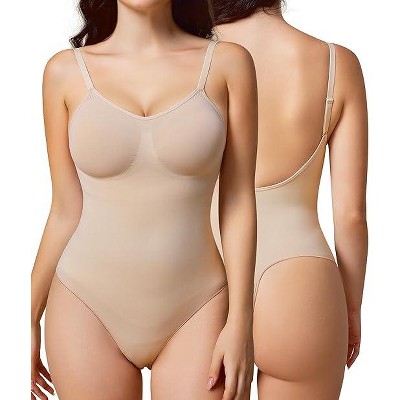 NEBILITY Women's Backless Shapewear Bodysuit Tummy control Thong Seamless Body Shaper Sleeveless Compression Tanks Tops