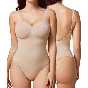 NEBILITY Women's Backless Shapewear Bodysuit Tummy control Thong Seamless Body Shaper Sleeveless Compression Tanks Tops - 1 of 4