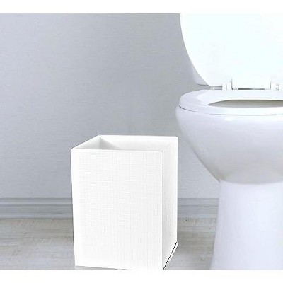 White Textured Plastic Bathroom Wastebasket
