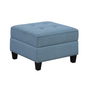 Living Room Furniture Storage Ottoman Blue Tufted Solid Wood Modern Comfort 1pc - 1 of 1