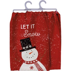 Decorative Towel 28.0 Inch Let It Snow Dish Towel Set/2 , Snowman (2PC) - 1 of 3