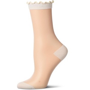 Memoi Women's Lettuce-Edge Silky Sheer Crew Sock - 1 of 4