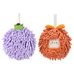 REGALWOVEN 2 Pcs Comfortable Soft Absorbent Chenille Ball Fuzzy Hand Towels - 1 of 4