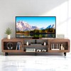 Mid Century Modern TV Stand, Wood Entertainment Center with Power Outlets, Media Console with Sliding Doors and Open Shelf for Living Room -Walnut - 2 of 4