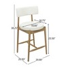 KWPZQEB Bar Stool Set of 2, Upholstered Kitchen Bar Stools with Back, Mid Century Barstools with Wood Legs for Kitchen Island Dining Room - 4 of 4