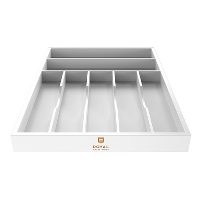 Royal Craft Wood Bamboo Kitchen Drawer Organizer (White, 7-slot)